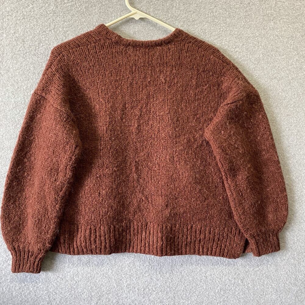 Madewell Wool Alpaca Open Front Cardigan XXS Rust Maroon Brown Cozy Fall Sweater - Picture 6 of 10